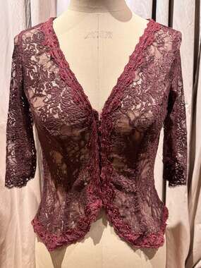 Vintage Ann Ferriday Stock Cotton Lace Hook N Eye Corset Top M